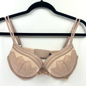 Victorias Secret Very Sexy Tan Women Cream Lace Adjustable Push Up Bra Size 32DD